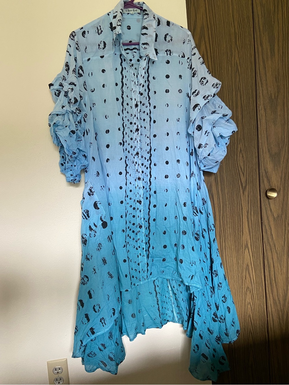 Rare Bird Blue Ombre Polka Dot Button-Front Women’s Dress